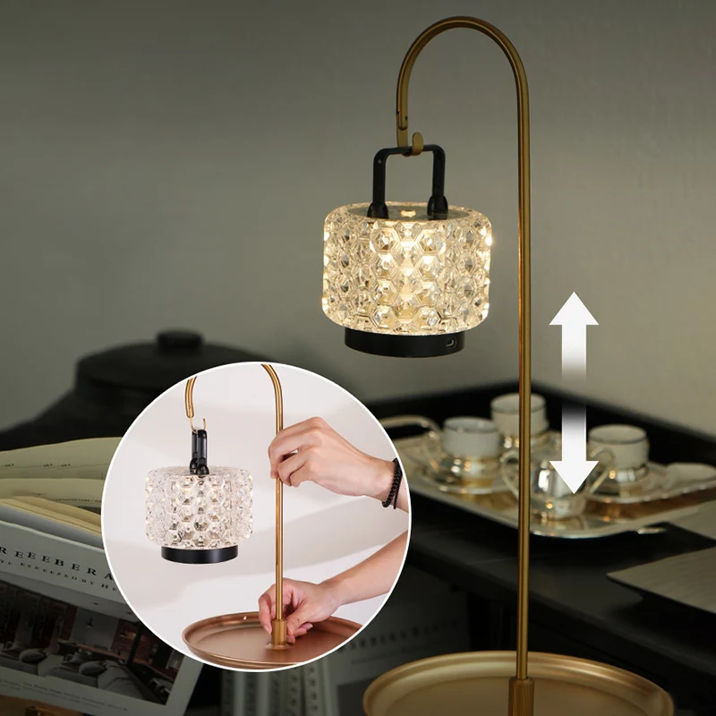 Modern Luxury Aluminum Alloy Iron Acrylic Standing Floor Lamp With Tray - Adjustable Lamp Touch Dimmable Ambient Light For Bedroom Living Room