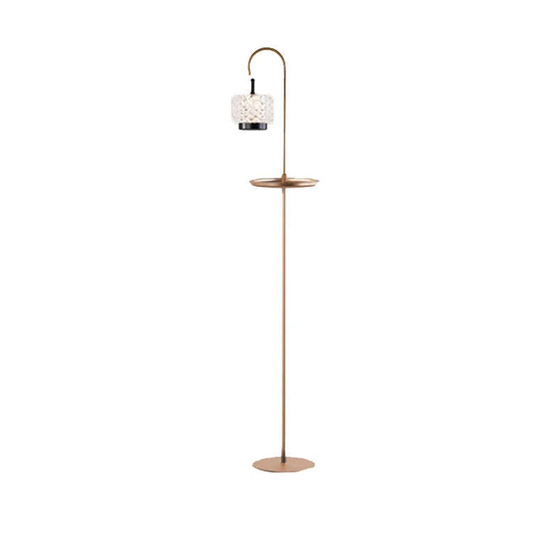 Modern Luxury Aluminum Alloy Iron Acrylic Standing Floor Lamp With Tray - Adjustable Lamp Touch Dimmable Ambient Light For Bedroom Living Room