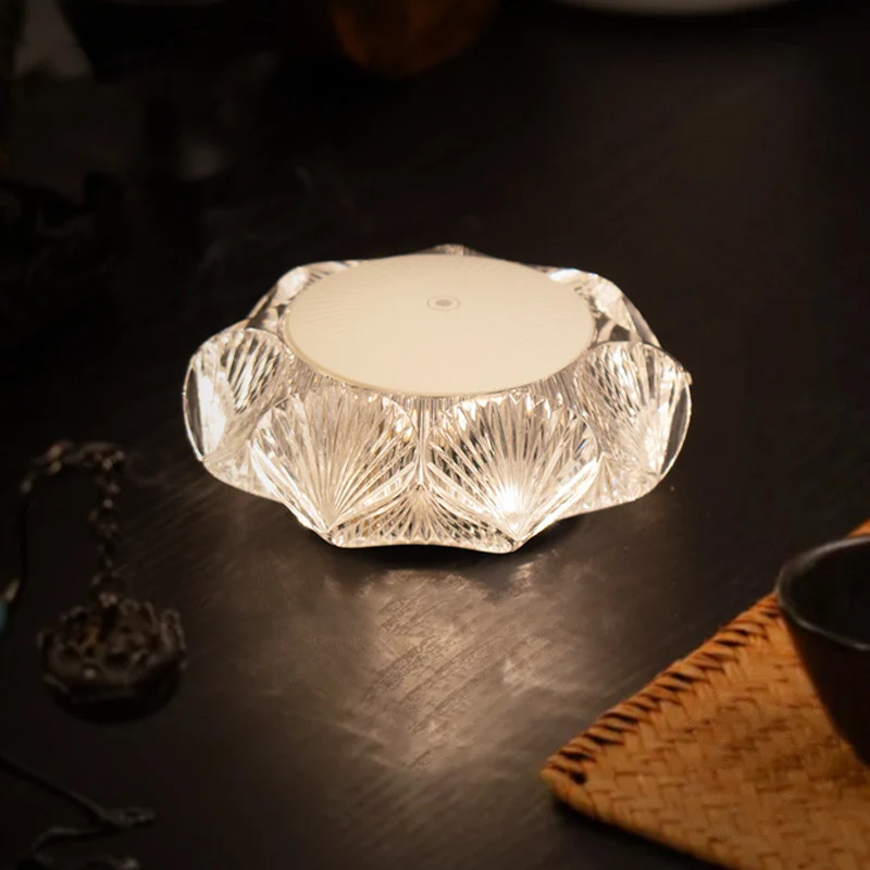 Modern Luxury Table Lamp USB Rechargeable - Glass & PC Touch Dimmable Shell-Inspired Bedside Lamp For Bedroom Tea Room Outdoor
