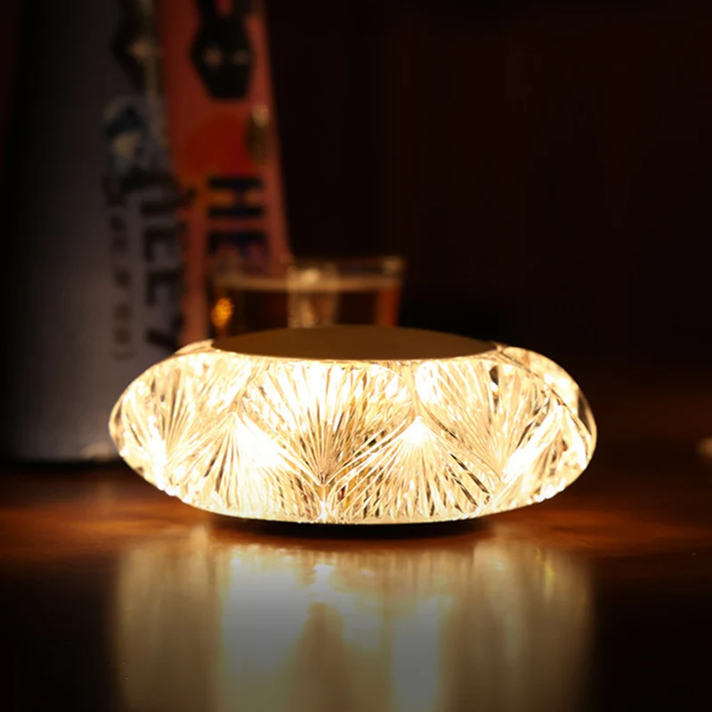 Modern Luxury Table Lamp USB Rechargeable - Glass & PC Touch Dimmable Shell-Inspired Bedside Lamp For Bedroom Tea Room Outdoor