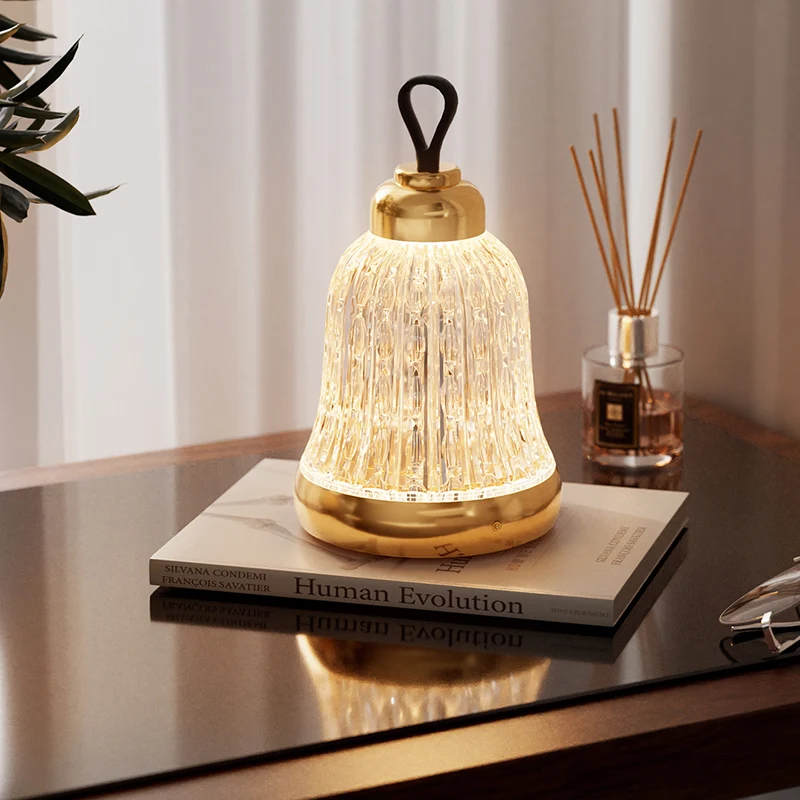 Luxury Bell Designer Table Lamp - Glass & Metal Ambient Night Light Touch Control Elegant Home Décor Gift