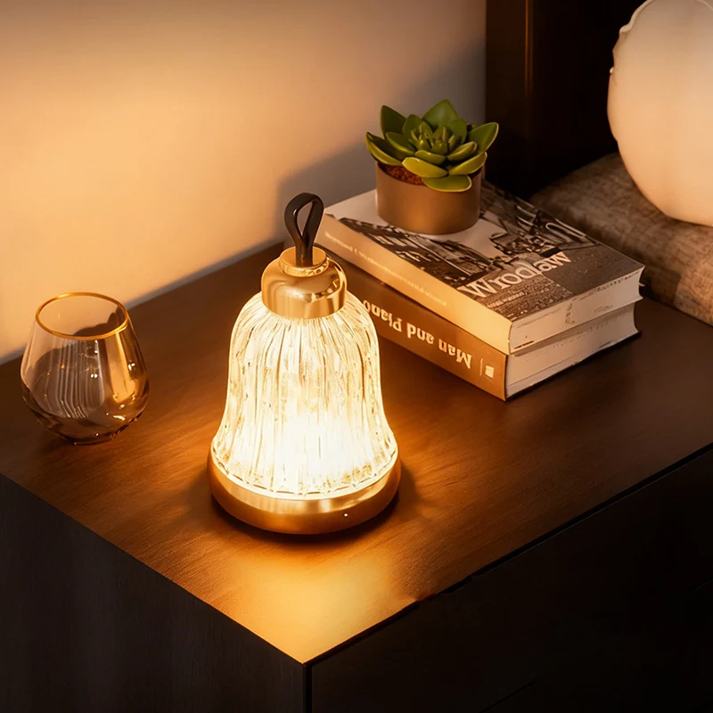 Luxury Bell Designer Table Lamp - Glass & Metal Ambient Night Light Touch Control Elegant Home Décor Gift