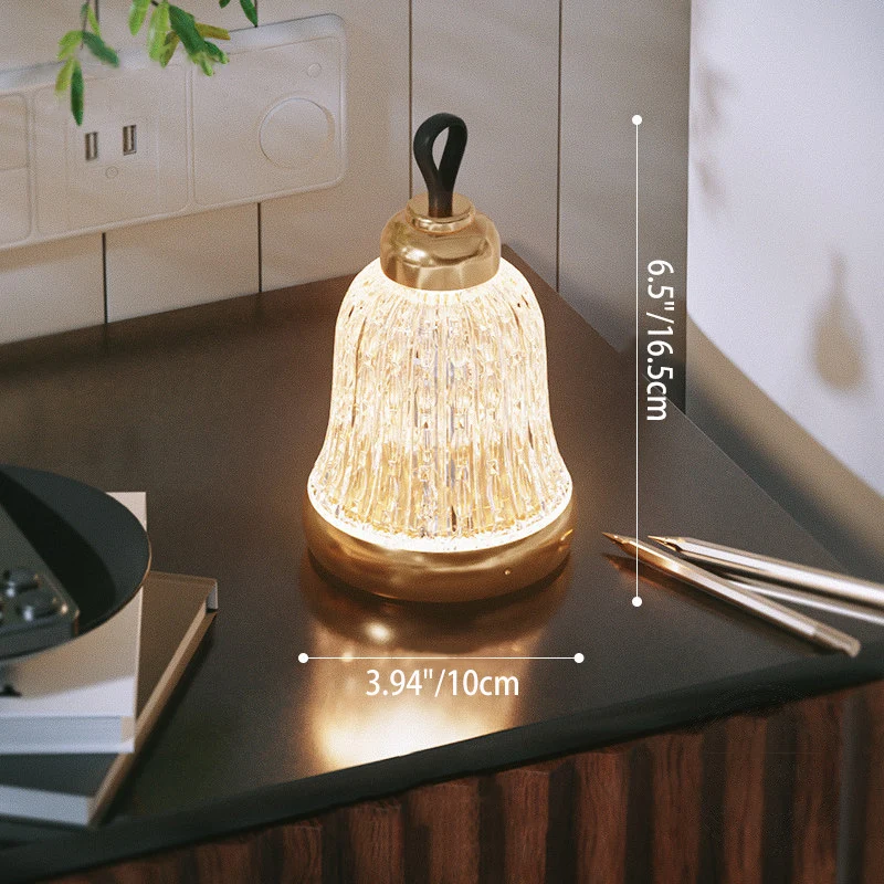 Luxury Bell Designer Table Lamp - Glass & Metal Ambient Night Light Touch Control Elegant Home Décor Gift