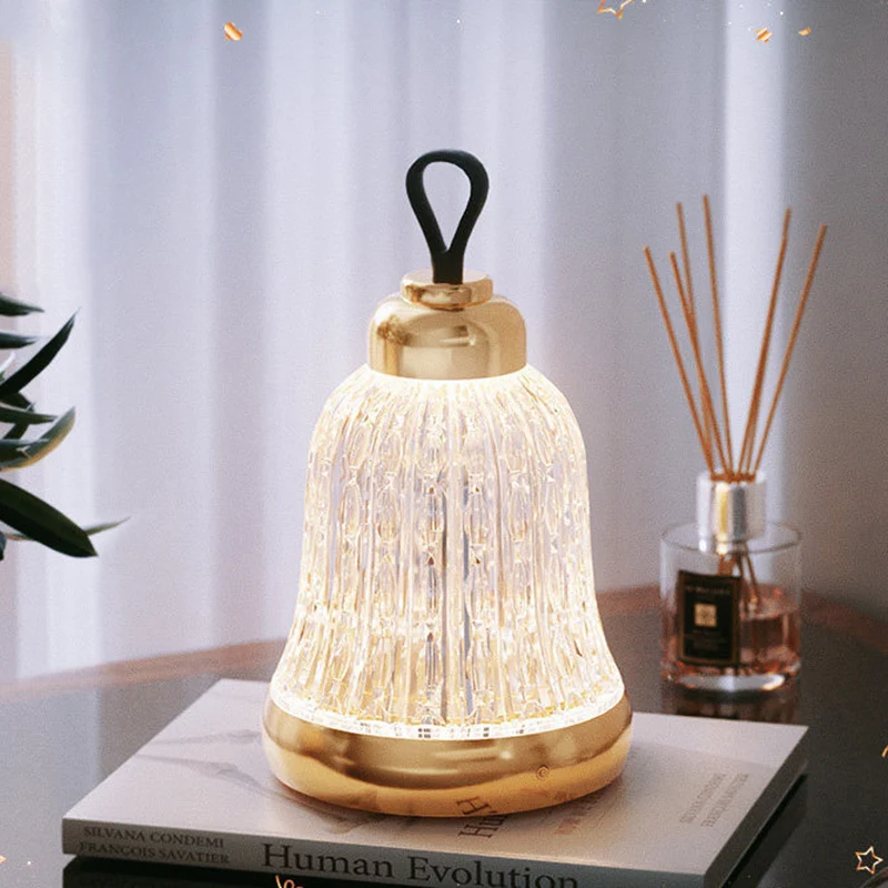 Luxury Bell Designer Table Lamp - Glass & Metal Ambient Night Light Touch Control Elegant Home Décor Gift