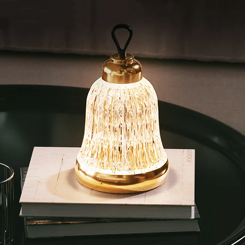 Luxury Bell Designer Table Lamp - Glass & Metal Ambient Night Light Touch Control Elegant Home Décor Gift