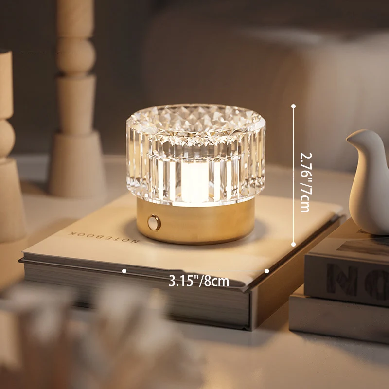 Diamond Glow Luxury Bedside Table Lamp - Acrylic & Aluminum Ambient Night Light Glacier & Warm Sun Collection