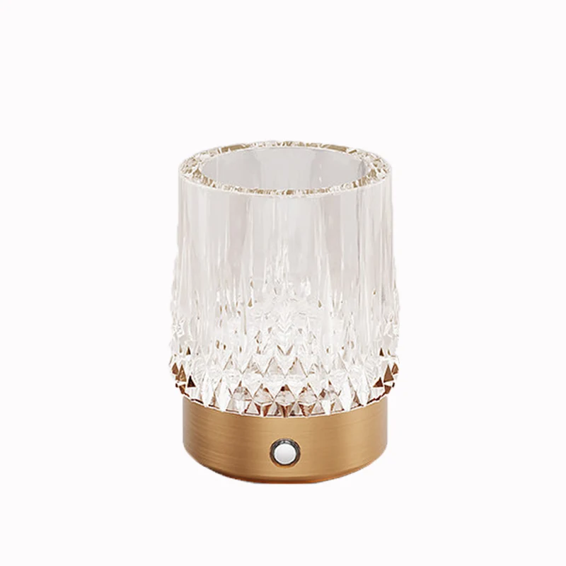 Diamond Glow Luxury Bedside Table Lamp - Acrylic & Aluminum Ambient Night Light Glacier & Warm Sun Collection