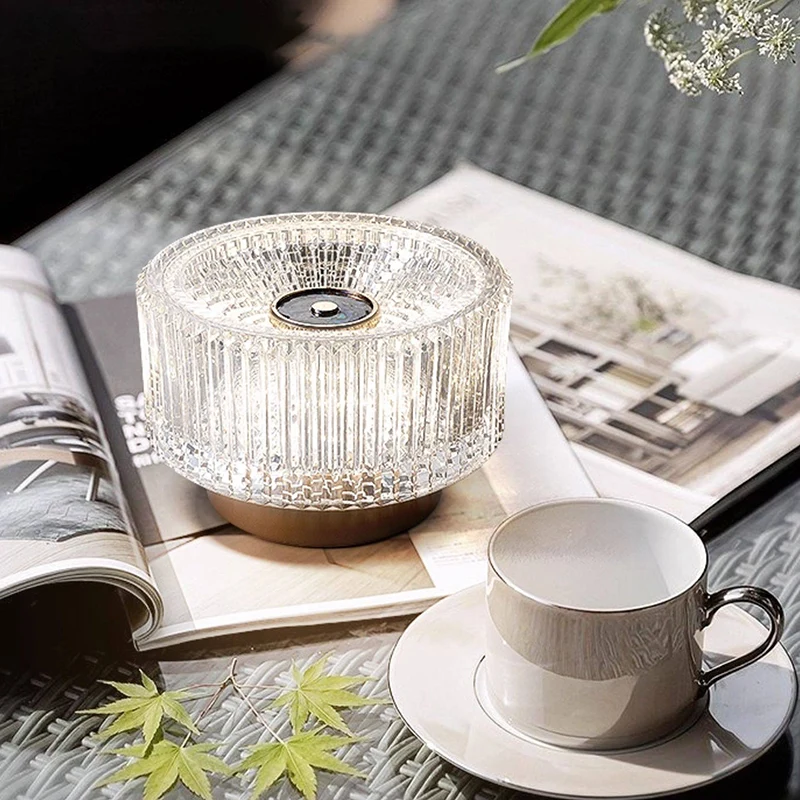Luxury Aluminum Alloy Glass Table Lamp - Eye-Caring Soft Light Touch Control Ambient Light For Bedroom & Dining