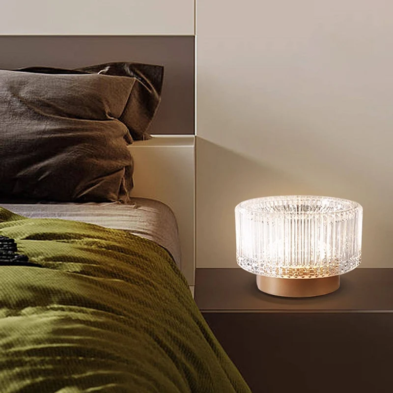 Luxury Aluminum Alloy Glass Table Lamp - Eye-Caring Soft Light Touch Control Ambient Light For Bedroom & Dining