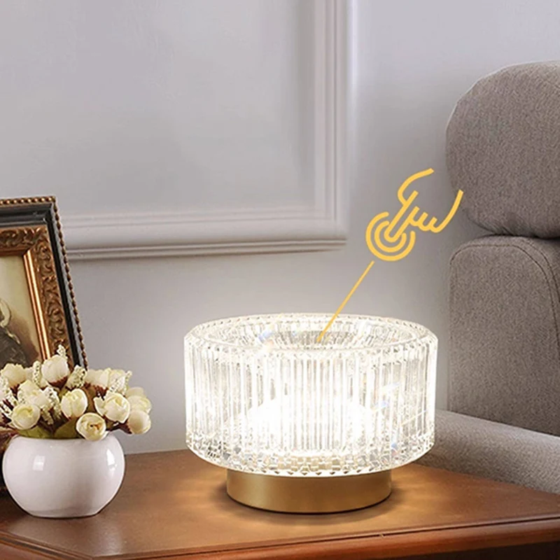 Luxury Aluminum Alloy Glass Table Lamp - Eye-Caring Soft Light Touch Control Ambient Light For Bedroom & Dining
