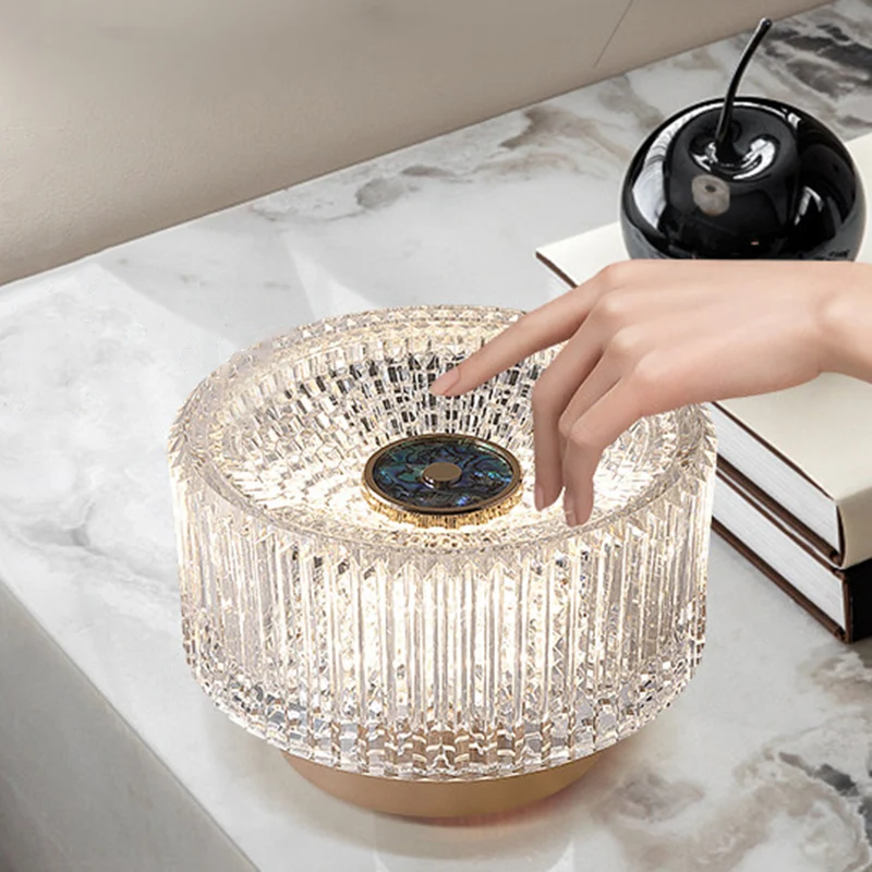Luxury Aluminum Alloy Glass Table Lamp - Eye-Caring Soft Light Touch Control Ambient Light For Bedroom & Dining