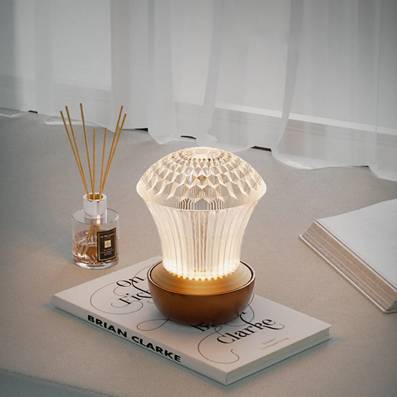 Luxury Diamond Glow Aluminum Alloy Acrylic Table Lamp - Eye-Caring Soft Light USB Rechargeable Ambient Decor For Bedroom & Dining