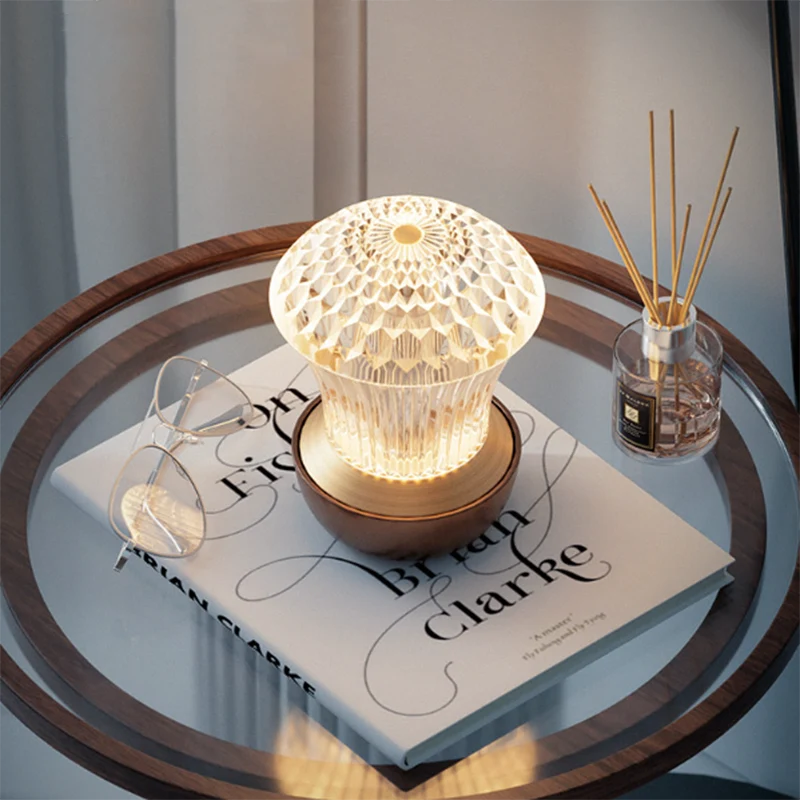 Luxury Diamond Glow Aluminum Alloy Acrylic Table Lamp - Eye-Caring Soft Light USB Rechargeable Ambient Decor For Bedroom & Dining