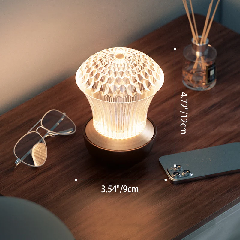 Luxury Diamond Glow Aluminum Alloy Acrylic Table Lamp - Eye-Caring Soft Light USB Rechargeable Ambient Decor For Bedroom & Dining