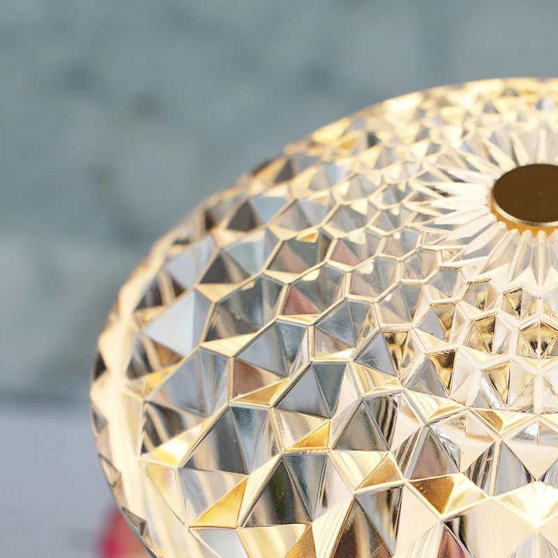 Luxury Diamond Glow Aluminum Alloy Acrylic Table Lamp - Eye-Caring Soft Light USB Rechargeable Ambient Decor For Bedroom & Dining
