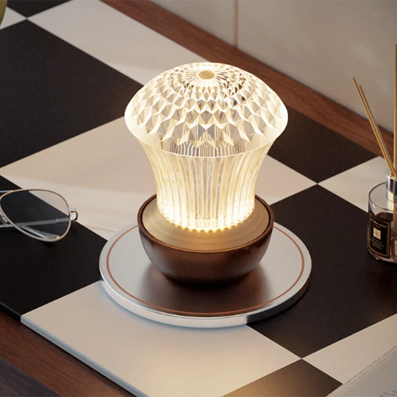 Luxury Diamond Glow Aluminum Alloy Acrylic Table Lamp - Eye-Caring Soft Light USB Rechargeable Ambient Decor For Bedroom & Dining