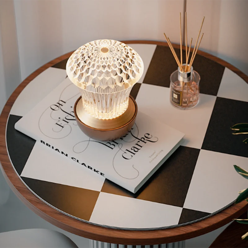 Luxury Diamond Glow Aluminum Alloy Acrylic Table Lamp - Eye-Caring Soft Light USB Rechargeable Ambient Decor For Bedroom & Dining