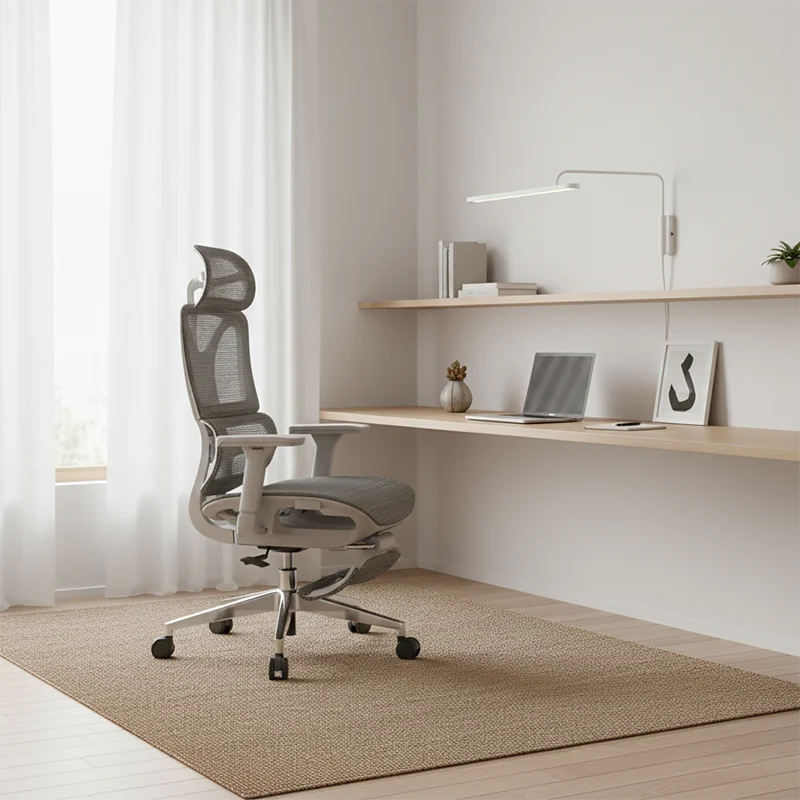 Modern Minimalist Ergonomic High-Back Office Chair: Breathable Mesh - Reclining Gaming Office Chair With Footrest For Home Office