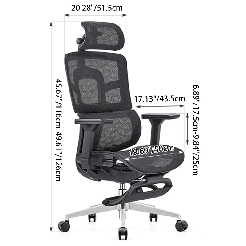 Modern Minimalist High-Back Desk Chair: Ergonomic Mesh Chair - 3D Armrest Height-Adjustable Gaming Office Chair For Home Office