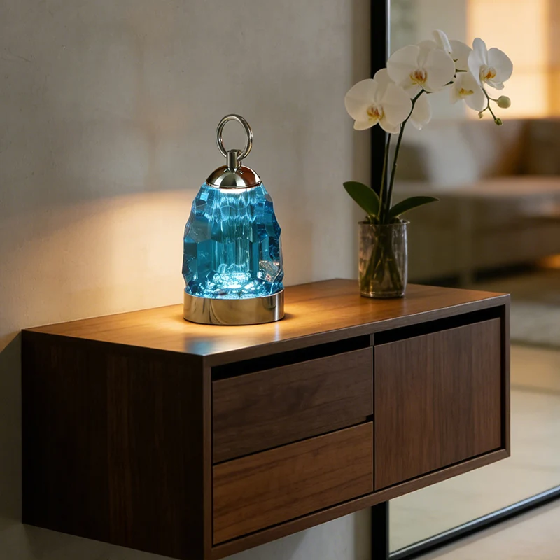 Modern Luxury K9 Crystal Table Lamp Perfect For Gift-giving - Ambient Light Portable Aluminum Bedside Desk Lamp For Bedroom Dining Room