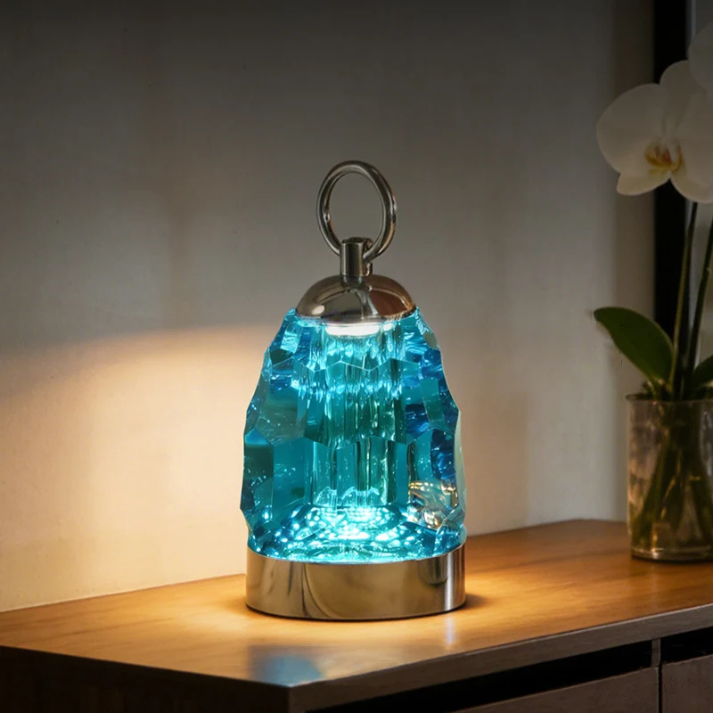 Modern Luxury K9 Crystal Table Lamp Perfect For Gift-giving - Ambient Light Portable Aluminum Bedside Desk Lamp For Bedroom Dining Room
