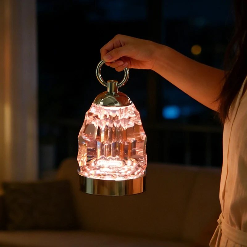 Modern Luxury K9 Crystal Table Lamp Perfect For Gift-giving - Ambient Light Portable Aluminum Bedside Desk Lamp For Bedroom Dining Room