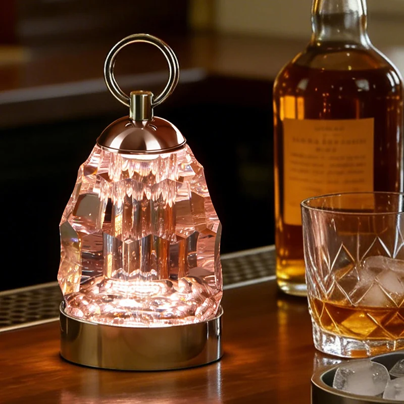 Modern Luxury K9 Crystal Table Lamp Perfect For Gift-giving - Ambient Light Portable Aluminum Bedside Desk Lamp For Bedroom Dining Room
