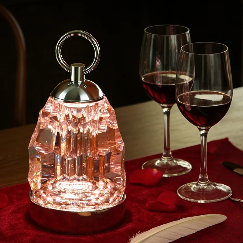 Modern Luxury K9 Crystal Table Lamp Perfect For Gift-giving - Ambient Light Portable Aluminum Bedside Desk Lamp For Bedroom Dining Room
