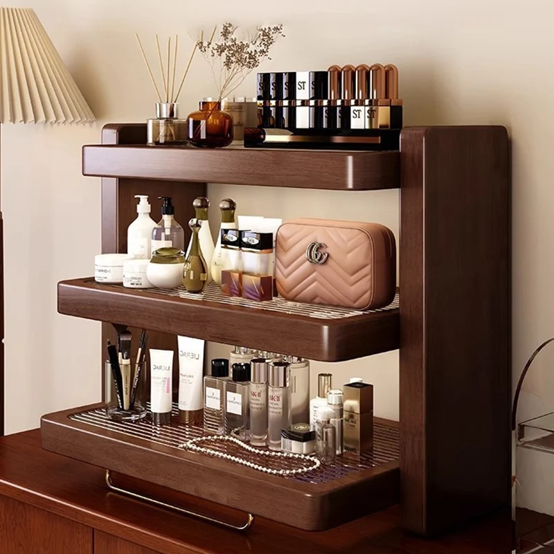 Modern Minimalist MDF Acrylic Iron Rectangular Desktop Storage Shelf 3-Tier For Living Room & Bedroom