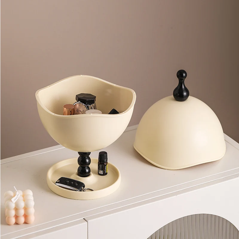 Contemporary Creative High-Density Resin Oak Wood Egg-Shaped Desktop Storage Shelf 2-Tier For Living Room & Bedroom