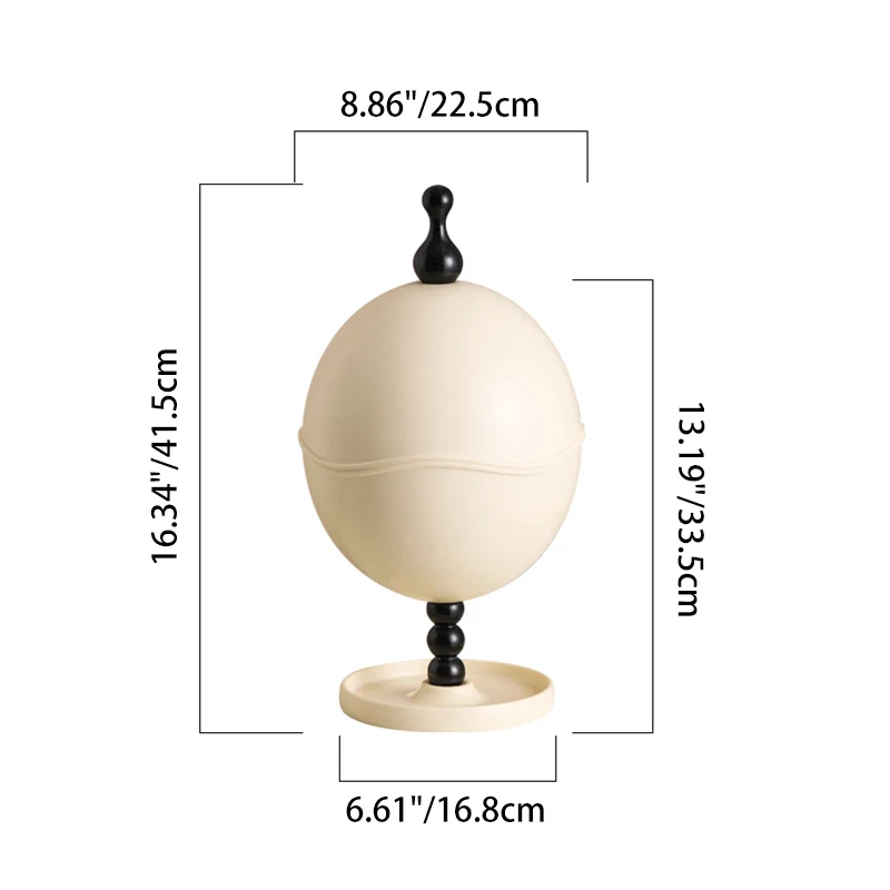 Contemporary Creative High-Density Resin Oak Wood Egg-Shaped Desktop Storage Shelf 2-Tier For Living Room & Bedroom