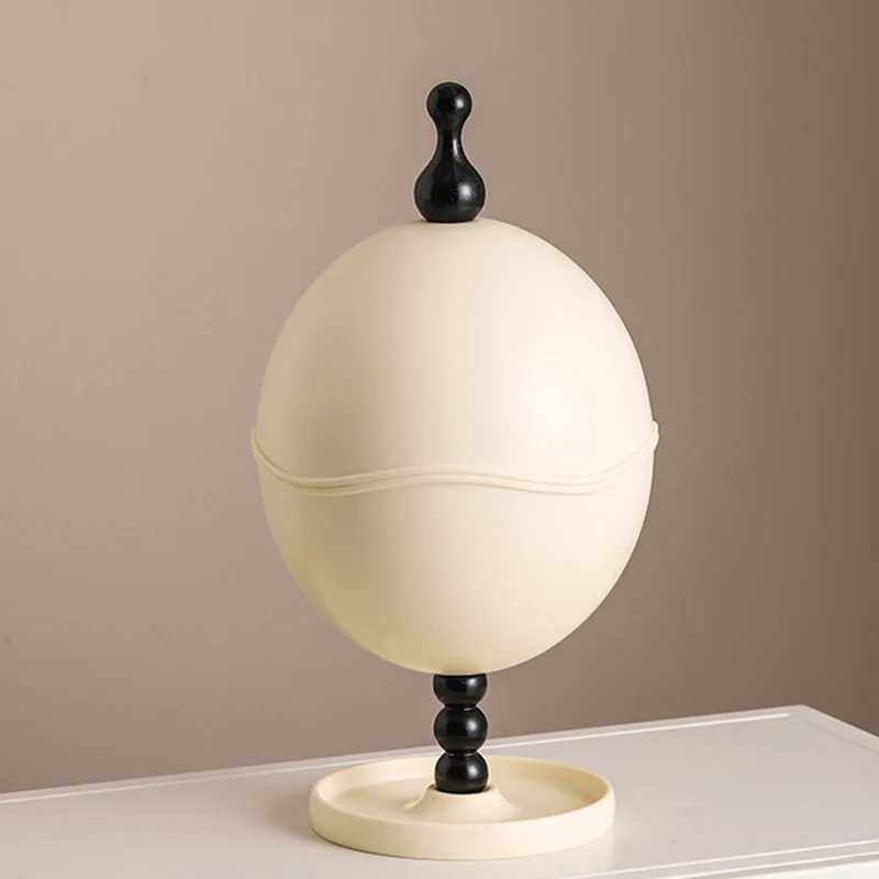 Contemporary Creative High-Density Resin Oak Wood Egg-Shaped Desktop Storage Shelf 2-Tier For Living Room & Bedroom