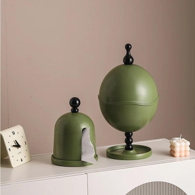 Contemporary Creative High-Density Resin Oak Wood Egg-Shaped Desktop Storage Shelf 2-Tier For Living Room & Bedroom