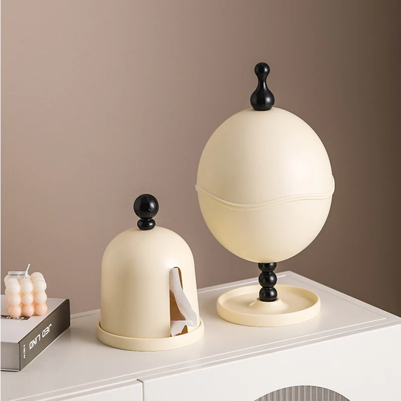 Contemporary Creative High-Density Resin Oak Wood Egg-Shaped Desktop Storage Shelf 2-Tier For Living Room & Bedroom