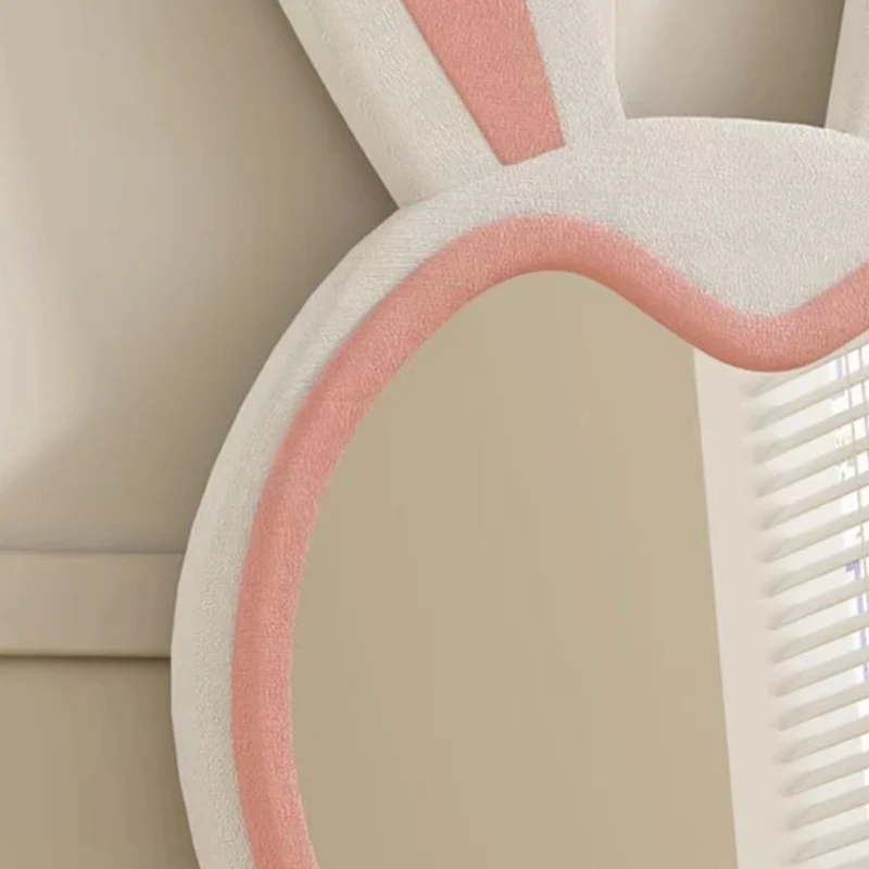 Contemporary Creative HDF Velvet Sponge Rabbit-Shaped Full-Length Floor Mirror For Bedroom & Living Room