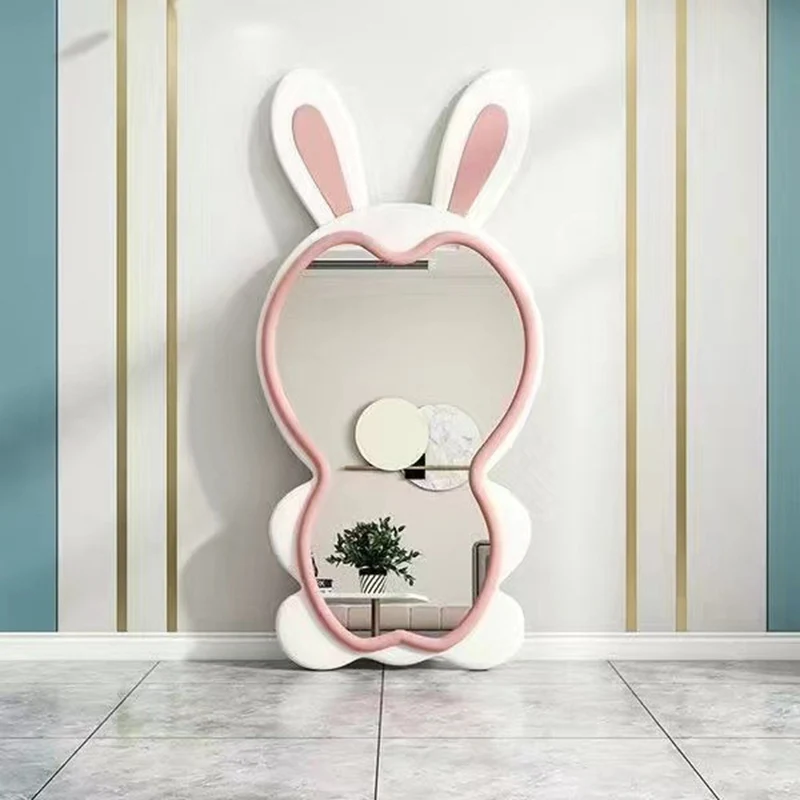 Contemporary Creative HDF Velvet Sponge Rabbit-Shaped Full-Length Floor Mirror For Bedroom & Living Room