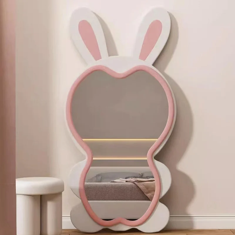 Contemporary Creative HDF Velvet Sponge Rabbit-Shaped Full-Length Floor Mirror For Bedroom & Living Room