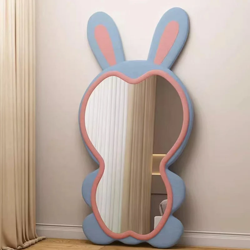 Contemporary Creative HDF Velvet Sponge Rabbit-Shaped Full-Length Floor Mirror For Bedroom & Living Room