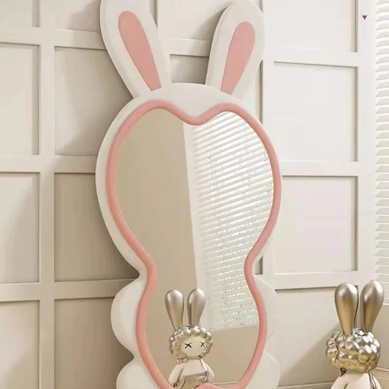 Contemporary Creative HDF Velvet Sponge Rabbit-Shaped Full-Length Floor Mirror For Bedroom & Living Room