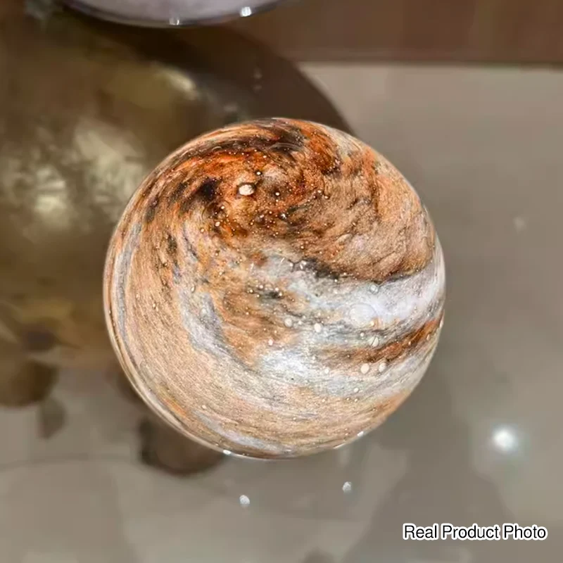Artistic Glass Planet Sphere USB Rechargeable Table Lamp - Art Deco Touch Dimmable Brightness Ambient Bedside Lighting For Bedroom
