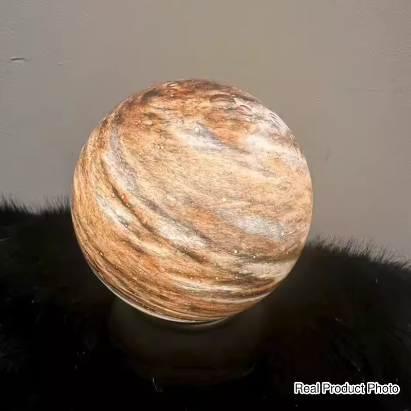 Artistic Glass Planet Sphere USB Rechargeable Table Lamp - Art Deco Touch Dimmable Brightness Ambient Bedside Lighting For Bedroom