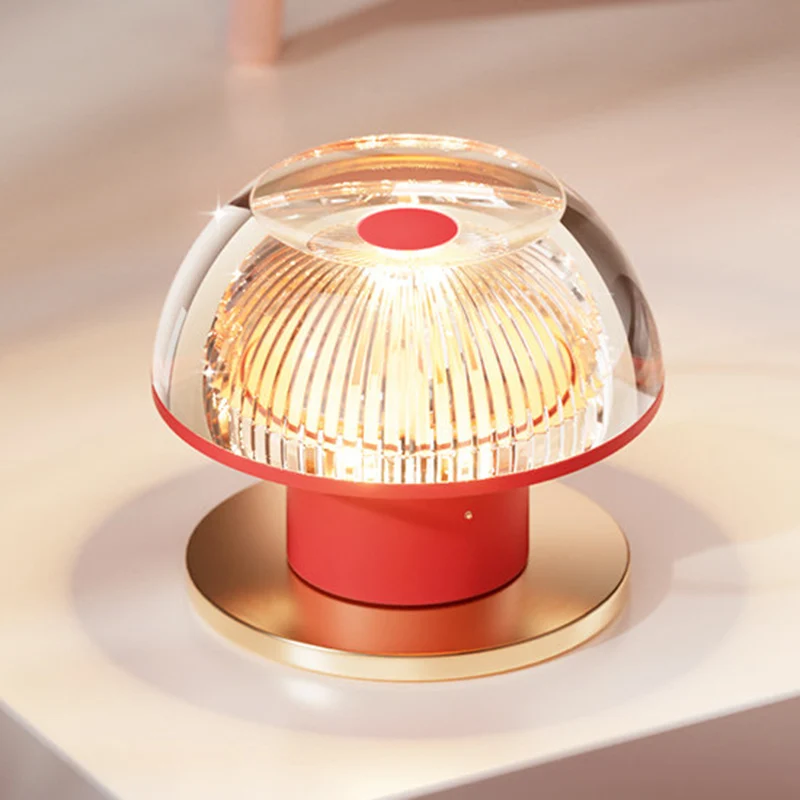 USB Rechargeable Cute Mushroom Design Table Lamp - Nordic Aluminum Alloy Acrylic Touch Dimmable Bedside Night Light For Bedroom