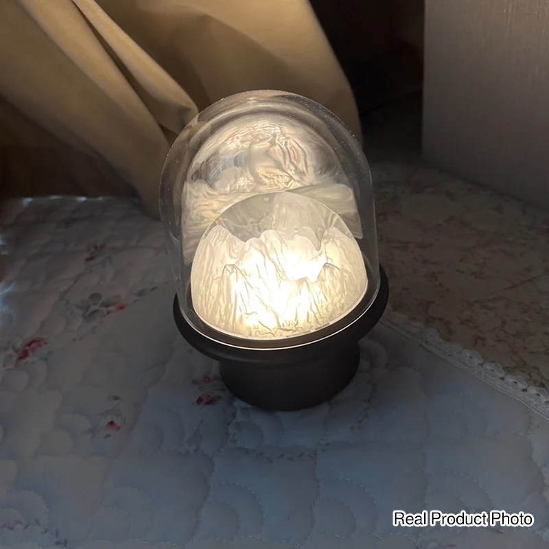 Aluminum Alloy Acrylic USB Rechargeable Snow Mountain Table Lamp - Creative Warm Glow LED Accent Light For Bedroom