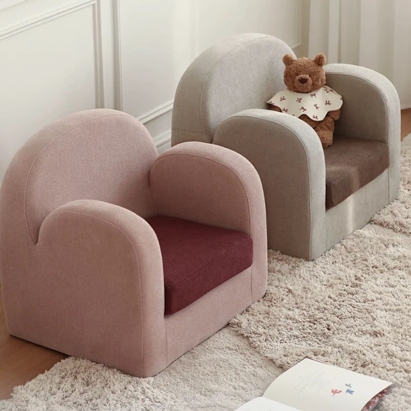 Cute Toddler Couch Plush Soft Chenille Teddy Fleece Kids Sofa - Nordic Chair With Wide Cushioned Seat And Stable Weighted Base For Living Room