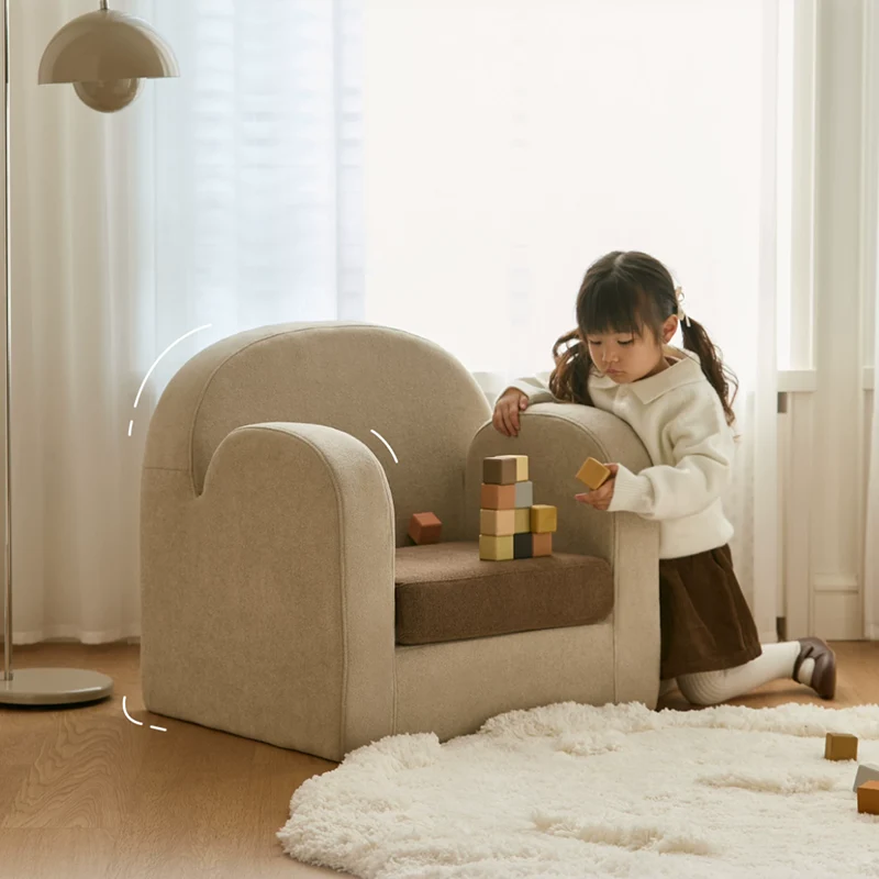 Cute Toddler Couch Plush Soft Chenille Teddy Fleece Kids Sofa - Nordic Chair With Wide Cushioned Seat And Stable Weighted Base For Living Room