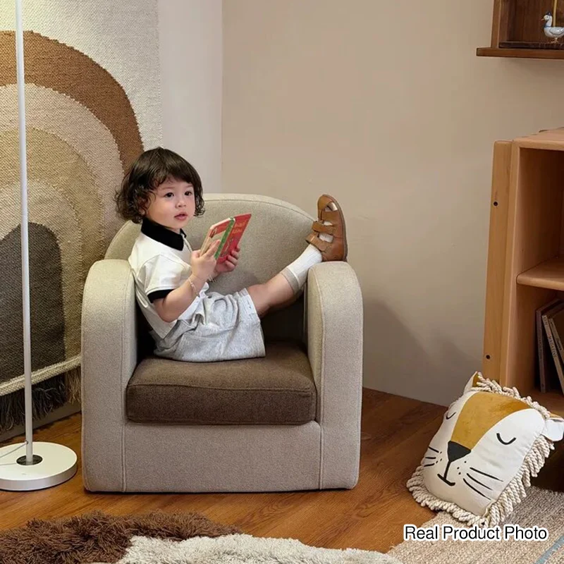 Cute Toddler Couch Plush Soft Chenille Teddy Fleece Kids Sofa - Nordic Chair With Wide Cushioned Seat And Stable Weighted Base For Living Room