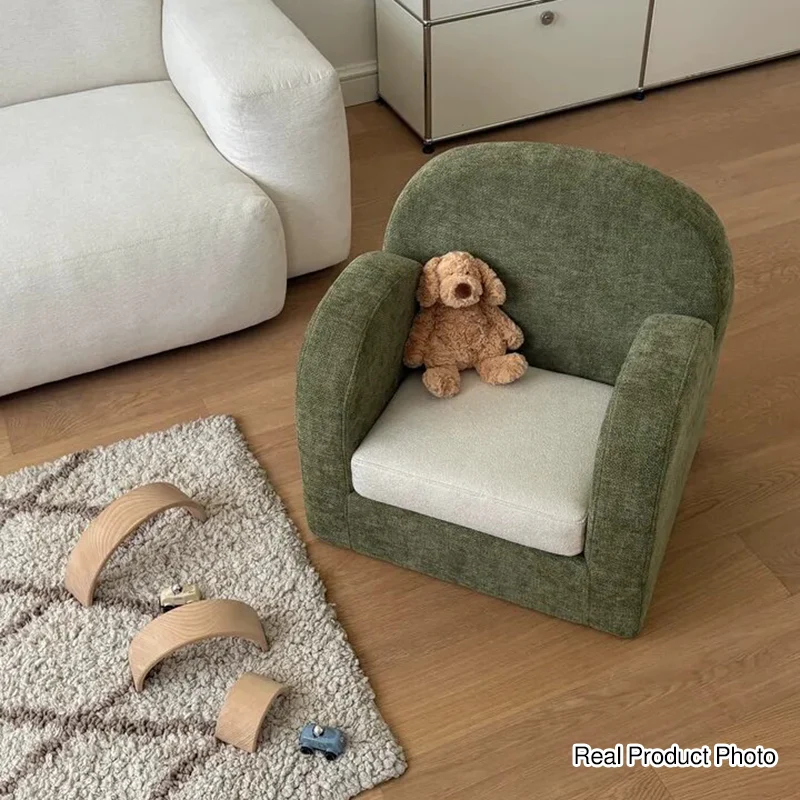 Cute Toddler Couch Plush Soft Chenille Teddy Fleece Kids Sofa - Nordic Chair With Wide Cushioned Seat And Stable Weighted Base For Living Room
