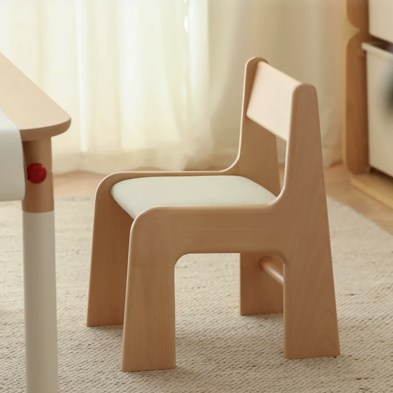 Upholstered Children’s Study Chair Beech Wood Kids Chair - Nordic Toddler Seat With High Backrest Soft Cushion & Rounded Edges For Living Room
