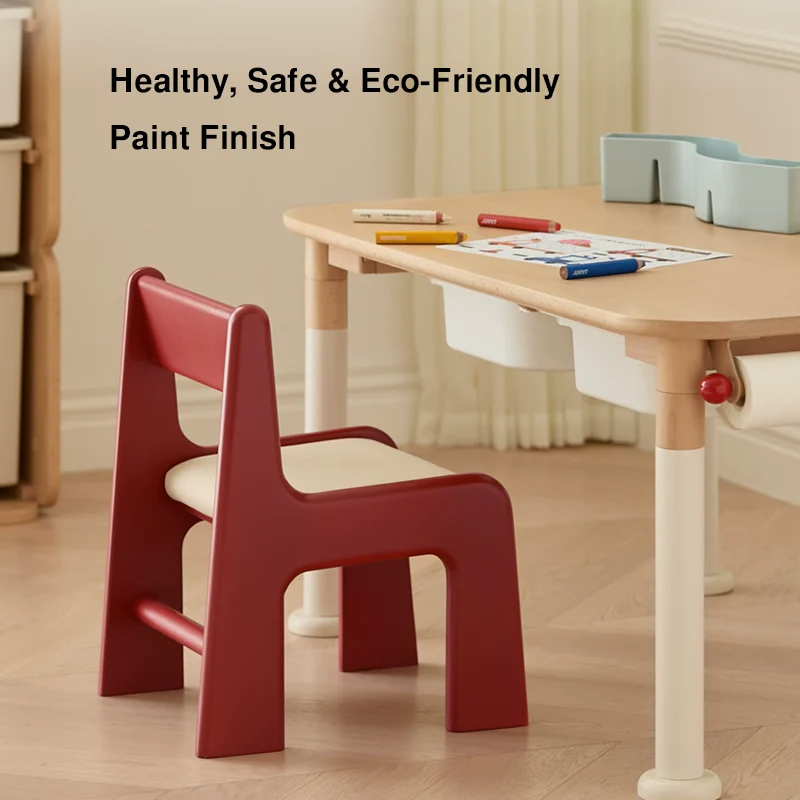 Upholstered Children’s Study Chair Beech Wood Kids Chair - Nordic Toddler Seat With High Backrest Soft Cushion & Rounded Edges For Living Room