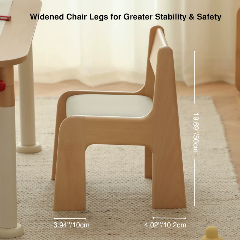 Upholstered Children’s Study Chair Beech Wood Kids Chair - Nordic Toddler Seat With High Backrest Soft Cushion & Rounded Edges For Living Room